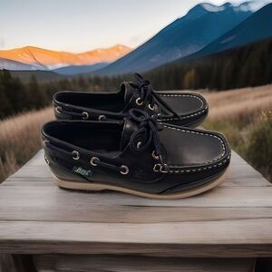 Bass Boys‎ Boat Deck Shoes Size 2.5 Blue Loafer Preppy Lace Up Casual Dressy